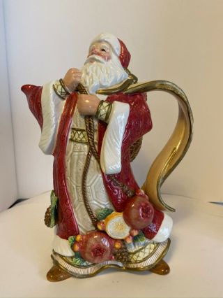 Fitz and Floyd Classics Father Christmas Santa Pitcher pomegranates and oranges 2