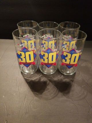 Wal - Mart 30th Anniversary Coca - Cola Set Of 6 Glasses