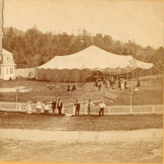 Tent Where Henry Ward Beecher Preaches,  Twin Mt.  House.  Kilburn Stereoview Photo