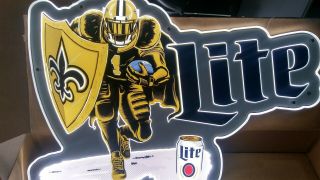 Miller Lite Beer Sign Led Light Up Orleans Saints Football Game Room Pub Bar