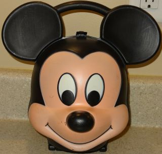 Vintage Walt Disney Aladdin " Mickey Mouse " Face Head Souvenir Plastic Lunch Box