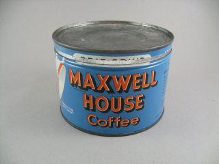 Vintage Maxwell House One Pound Coffee Can Tin Drip Grind W/ Lid Orange Letters