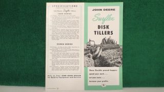 John Deere Tractor Brochure On Surflex Disk Tillers From 1957,  Near Shape.
