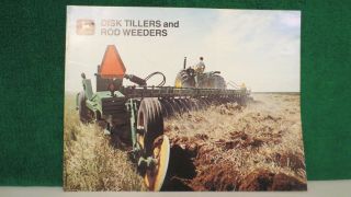 John Deere Tractor Brochure On Disk Tillers And Rod Weeders From 1970,  V.  Good.