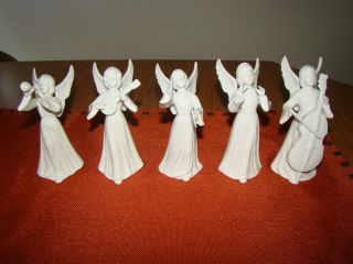 Set Of 5 Vintage White Porcelain Angels Choir Schmid Bros Japan