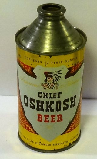 Chief Oshkosh Cone Top Beer Can