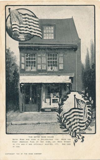 Philadelphia Pa – The Betsy Ross House And Flags - Udb (pre 1908)