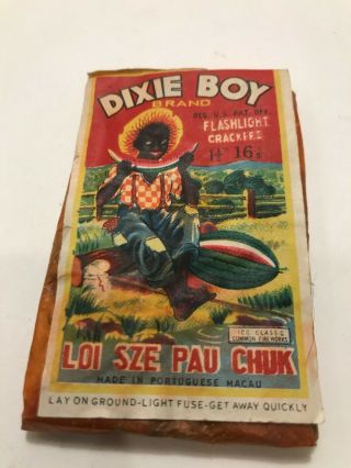 Dixie Boy Firecracker Label Flashlight Crackers Macau 1 1/2 16s 3