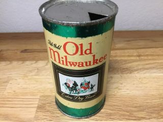 Old Milwaukee Beer (107 - 24) Empty Flat Top Beer Can: Jos.  Schlitz,  Milwaukee,  Wi