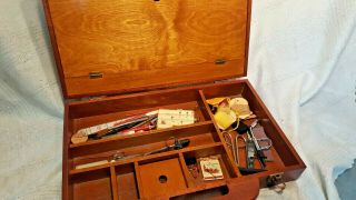 Vintage Fly Tying Kit Organizer Wood Case Bird Skin Renzetti Tools Bobbins Book