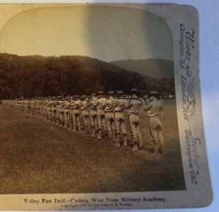 Antique 1900 Volley Fire Drill Cadets West Point Military Academy Stereoview