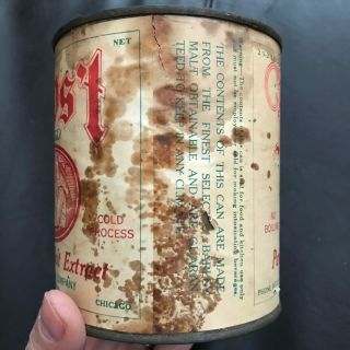 EARLY 1900 ' s PROST HOPPED BARLEY MALT EXTRACT TIN CAN Chicago micro beer 2