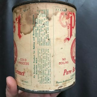 EARLY 1900 ' s PROST HOPPED BARLEY MALT EXTRACT TIN CAN Chicago micro beer 3