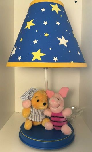 Disney Vintage Lamp Winnie The Pooh And Piglet Plush Dolly Inc 15”
