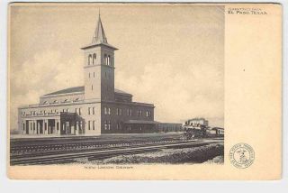 Ppc Postcard Texas El Paso Union Depot Undivided Back Black And White Image