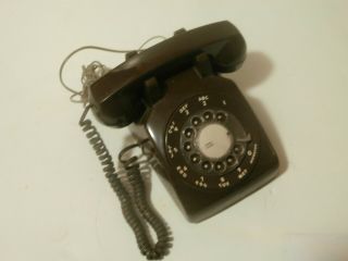Vintage Rotary Dial Desk Telephone Chocolate Brown Retro Look