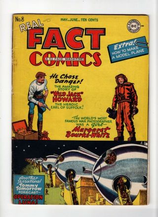 Real Fact Comics 8 Fn,  6.  5 Vintage Dc Comic Wild Jack Howard Operation Luna