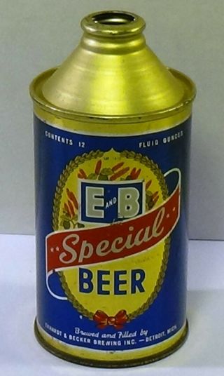 E And B Special Cone Top Beer Can Very Crisp