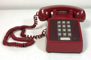 Vintage Western Electric/at&t Model 2500 Dm Red Push Button Telephone