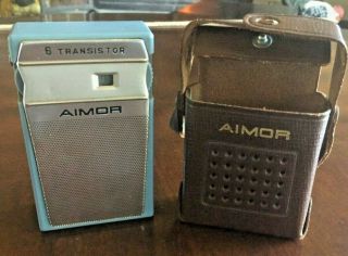 Vintage Aimor 6 Transistor Radio With Case