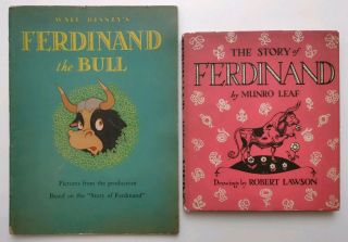 1930s Vintage Walt Disney Ferdinand The Bull Munro Leaf Robert Lawson Books