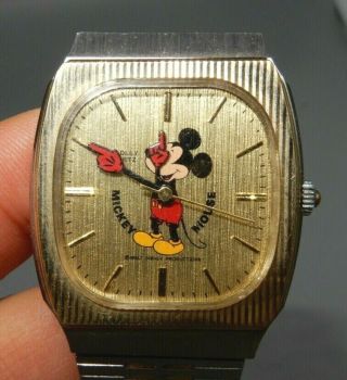 Vintage Men’s Bradley Mickey Mouse Watch 035s Stainless Adjustable Band