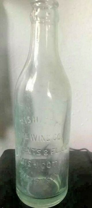 Vintage Heavy Green Glass Beer Bottle Mishicot Brewing Co Wisconsin