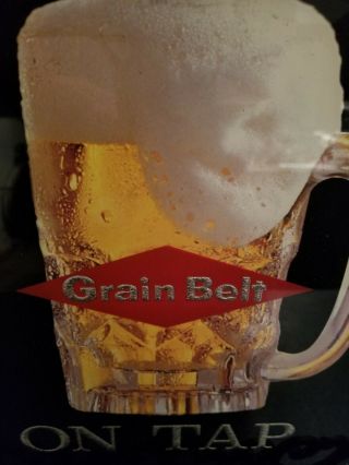 (VTG) 1960s grain belt beer reverse on glass beer mug sign (nos) old stock Mn 2