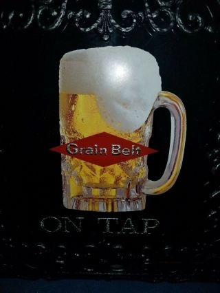 (VTG) 1960s grain belt beer reverse on glass beer mug sign (nos) old stock Mn 3