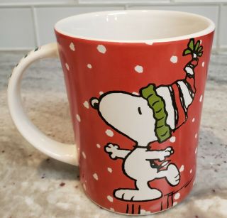 Snoopy Mug Christmas Happy Holidays Peanuts Coffee Cup Dog Red Green Gibson