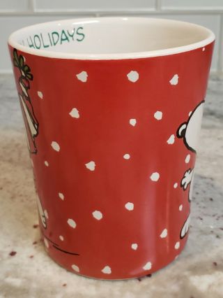 Snoopy Mug Christmas Happy Holidays Peanuts Coffee Cup Dog Red Green Gibson 3