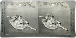 Keystone Stereoview Aerial View Statue Of Liberty,  York 600/1200 Card Set Bb