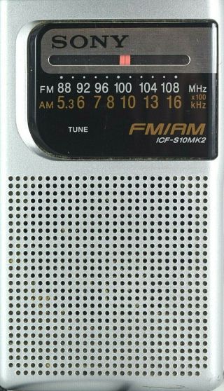 Sony Icf - S10mk2 Pocket Am/fm Radio (silver) Very B - 241