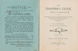 1895 The Trappers Guide S.  Newhouse Publ.  Oneida Community Limited Kenwood NY 2