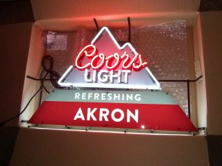 Rare Large Coors Light Neon Sign Beer Refeshing Akron Ohio