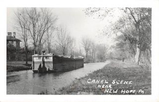 Hope,  Bucks County,  Pa,  Canal With Barge,  Hayes Real Photo Pc,  C 1950 - 60 