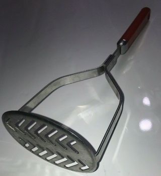 Vintage Maid Of Honor Stainless Steel Potato Masher Red Or Orange? Handle