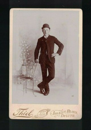 C 1885 Duluth Mn Man In Dark Suit With Derby Hat Full Length Pose Cabinet Card