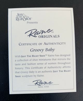 Just The Right Show By Raine Miniature Shoe Groovy Baby 25102 W/Certificate 3