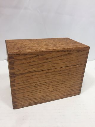Vintage Oak Recipe Box Dovetailed Index Card