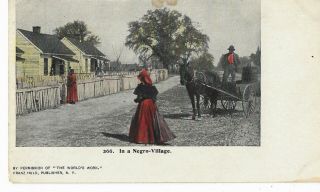Black Americana Postcard " In A Negro - Village " Franz Huld Publisher Pmc Card