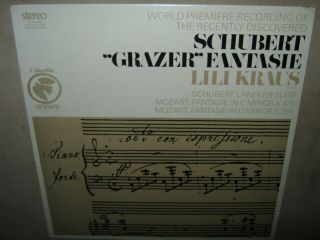 LILI KRAUS Schubert Grazer Fantasie Landler Ste Mozart PROMO Vinyl LP 2