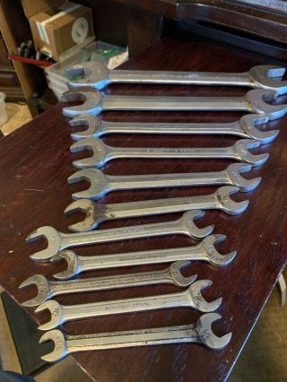 11 Vintage Blue Point Open End Wrenches Set 5/16 " To 1 1/8