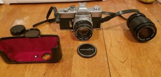 Vintage Minolta Srt 101 Srl Film Camera With An Extra Lens
