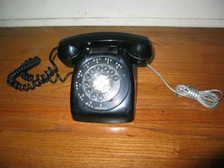 Vintage 1983 Black Rotary Dial Desk Phone