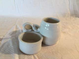 Vintage White Condiment Caddy European pottery/ceramic 2