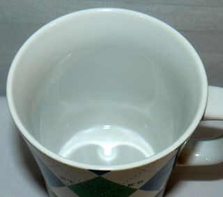 Starbucks 2006 14 oz Ceramic & Stainless Bottom Blue Green Plaid Argyle Mug Cup 2