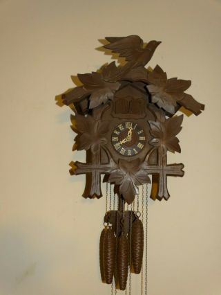 Vintage German Cuckoo Clock 2 Doors 3 Weights
