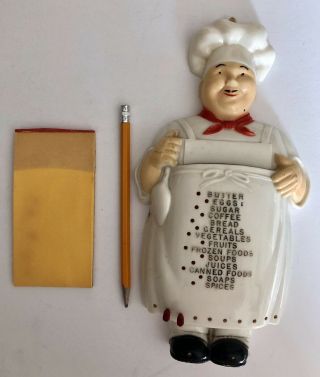 Vintage Noma Happy Chef - Kitchen Memo Dapol Plastic Holds Pencil & Note Pad
