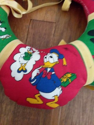 Vintage Disney Christmas Wreath Cloth Micky Mouse Donald Duck Bambi Goofy Pluto 3